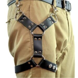 Mens Leather Garter Belt Punk Thigh Adjustable Harness Body Cage Hot Accessories